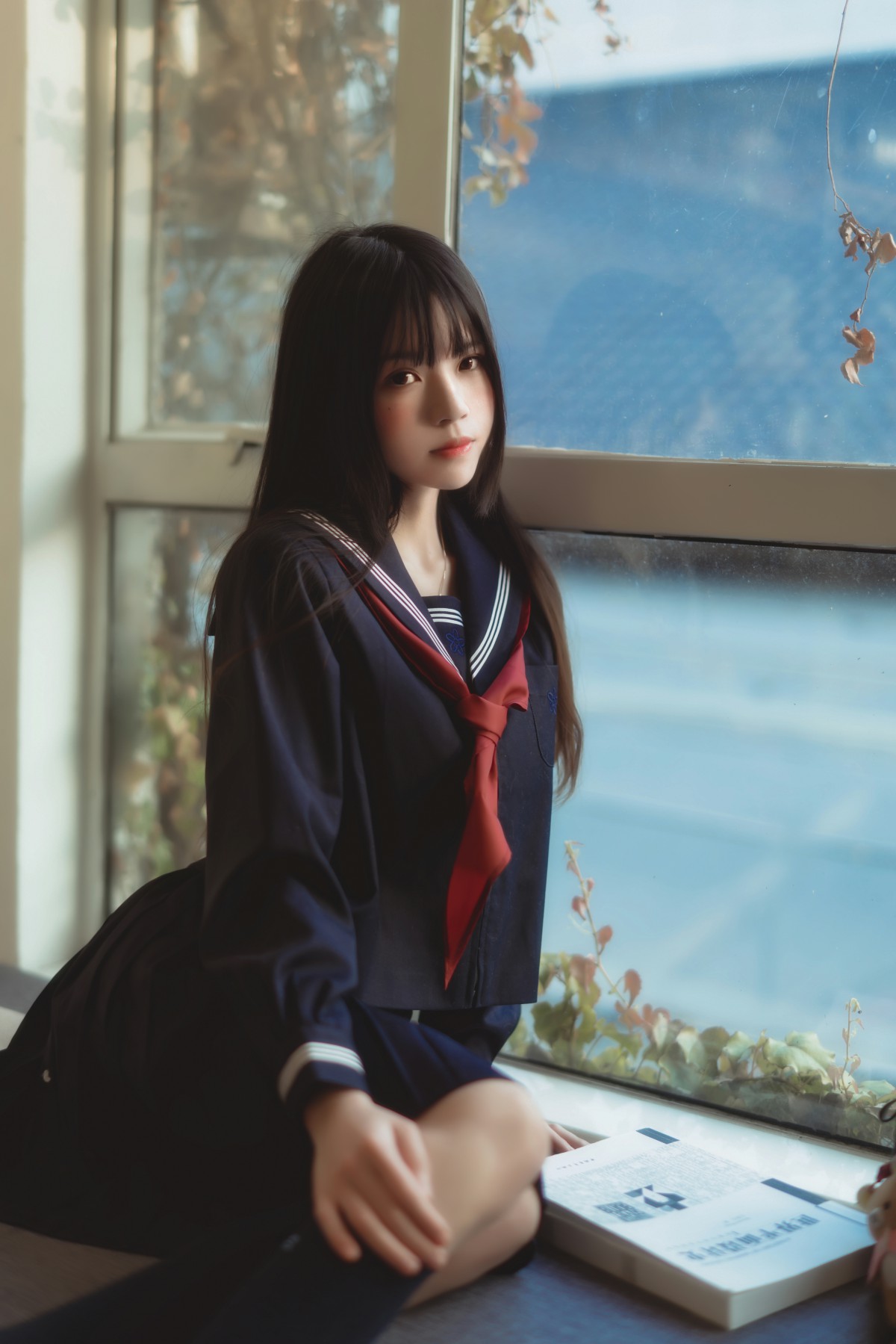 萝莉风COS 桜桃喵 – 黑色水手服 – COSPLAY