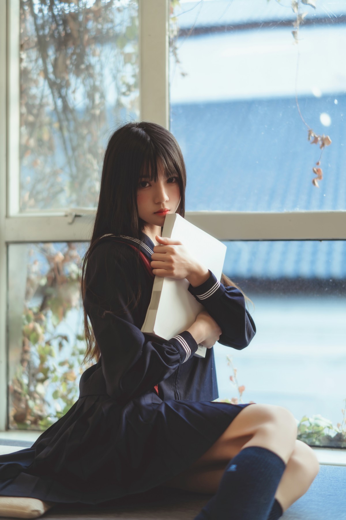 萝莉风COS 桜桃喵 – 黑色水手服 – COSPLAY