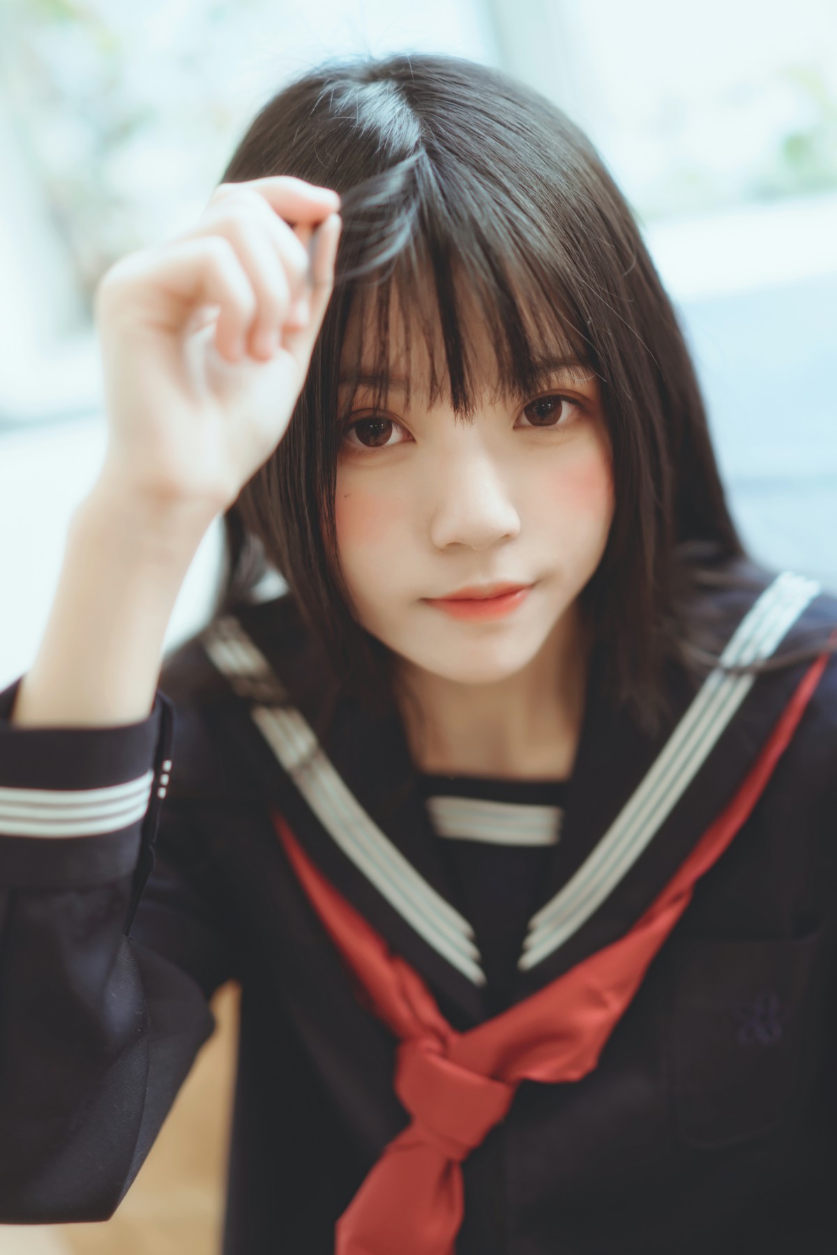 萝莉风COS 桜桃喵 – 黑色水手服 – COSPLAY