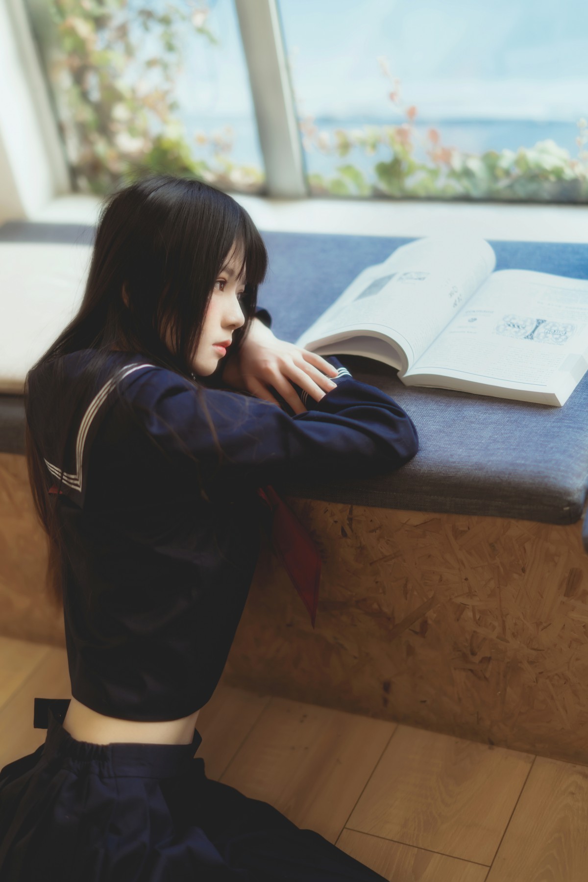 萝莉风COS 桜桃喵 – 黑色水手服 – COSPLAY