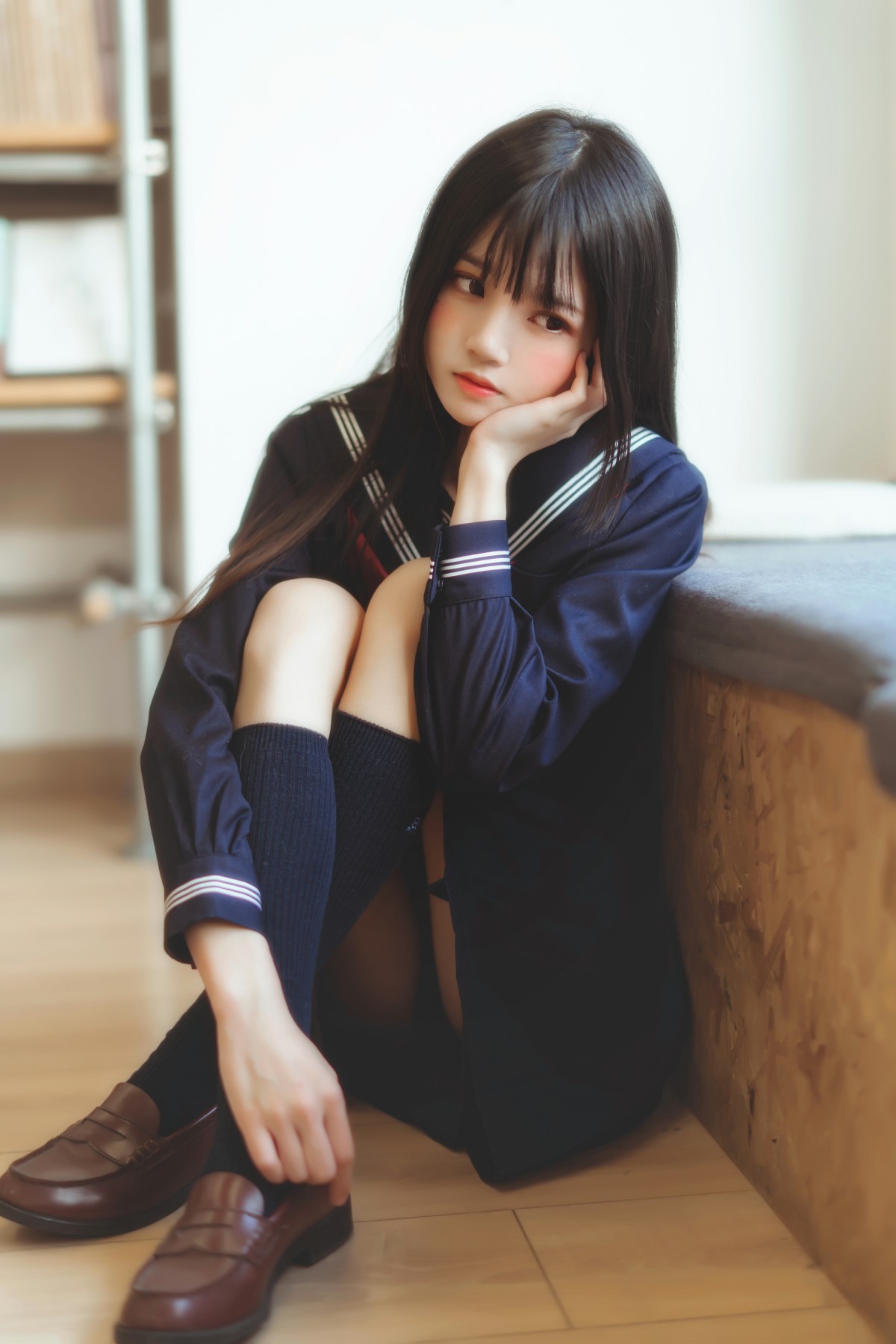 萝莉风COS 桜桃喵 – 黑色水手服 – COSPLAY