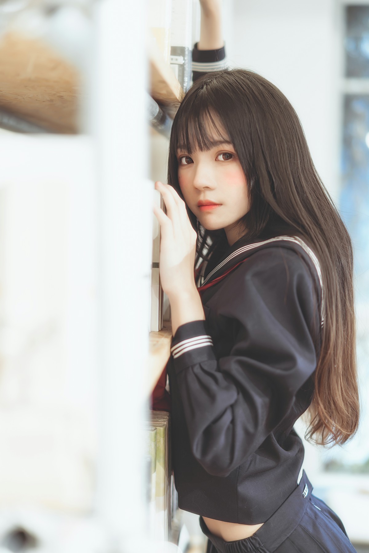 萝莉风COS 桜桃喵 – 黑色水手服 – COSPLAY