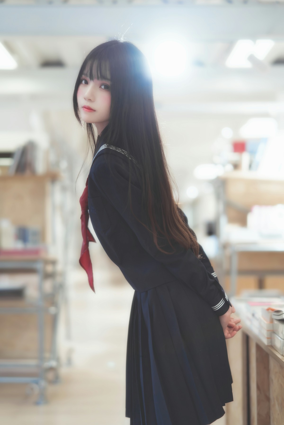 萝莉风COS 桜桃喵 – 黑色水手服 – COSPLAY