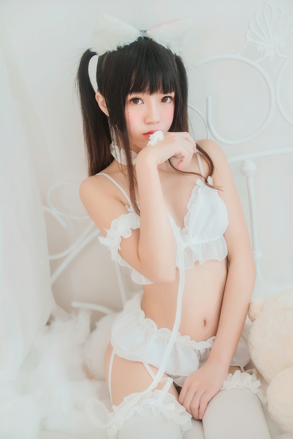 萝莉风COS 桜桃喵 – 白猫 – COSPLAY