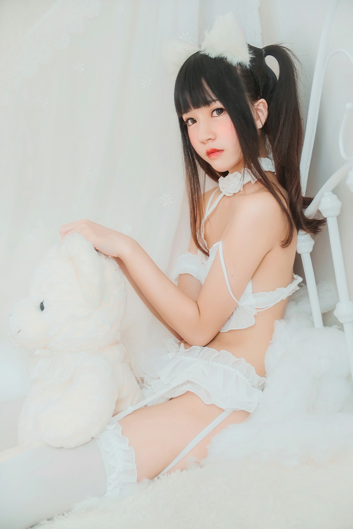 萝莉风COS 桜桃喵 – 白猫 – COSPLAY