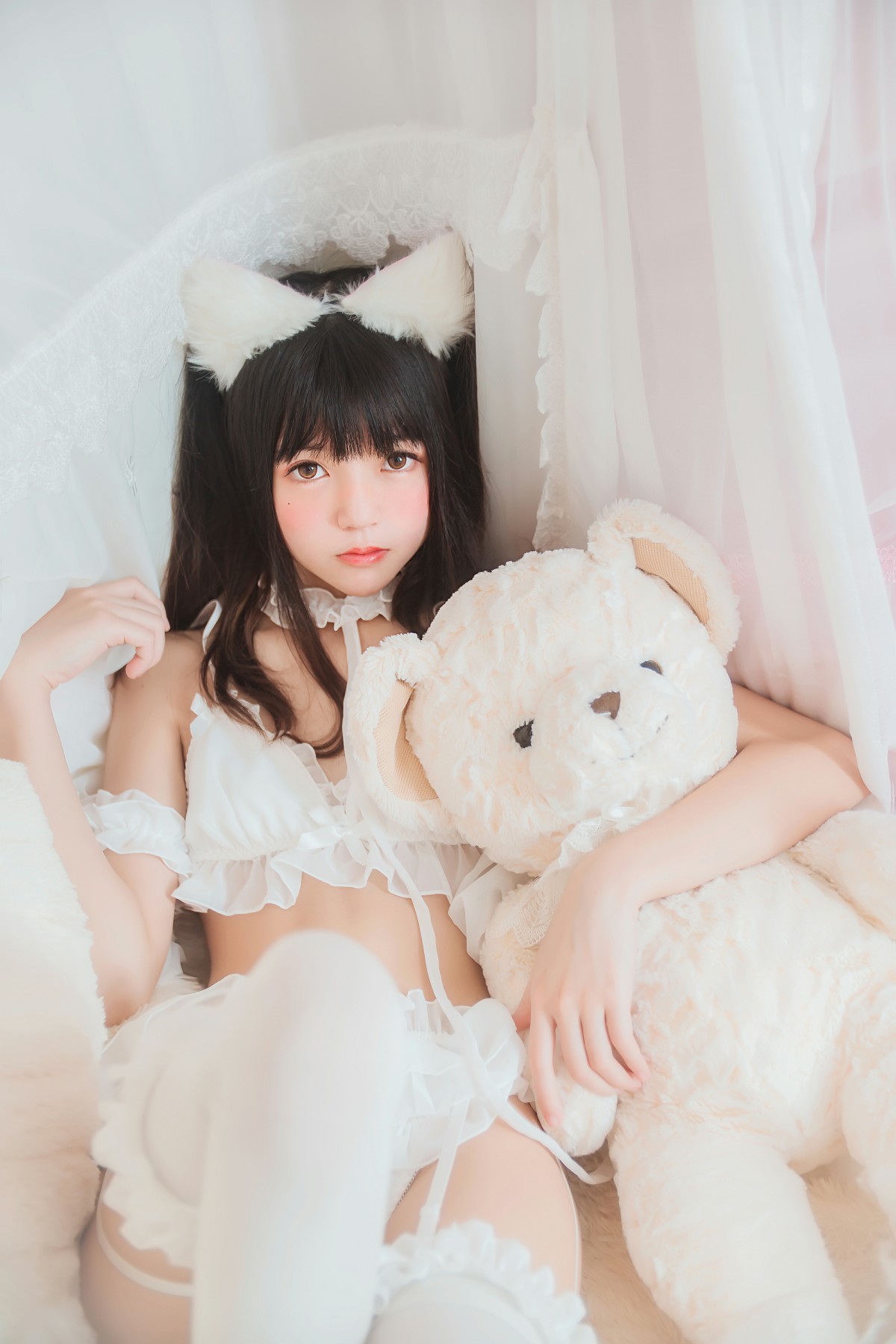 萝莉风COS 桜桃喵 – 白猫 – COSPLAY