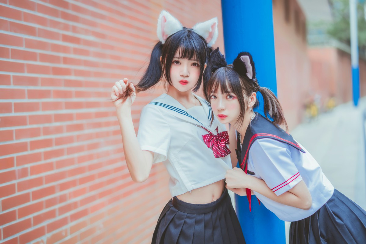 萝莉风COS 桜桃喵&amp;amp;疯猫ss – JK百合2 – COSPLAY