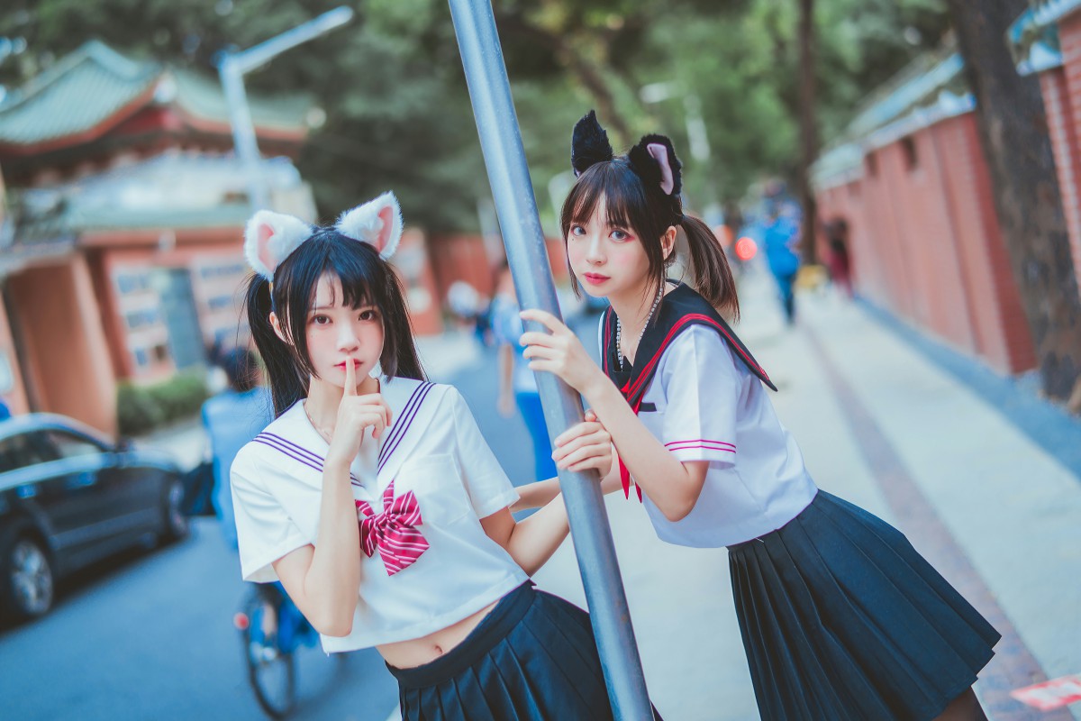 萝莉风COS 桜桃喵&amp;amp;疯猫ss – JK百合2 – COSPLAY