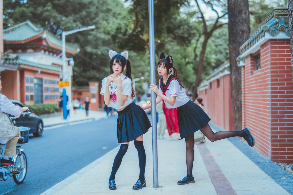 萝莉风COS 桜桃喵&amp;amp;疯猫ss – JK百合2 – COSPLAY