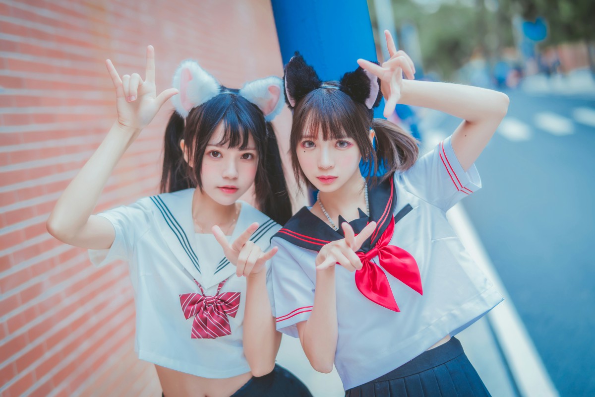 萝莉风COS 桜桃喵&amp;amp;疯猫ss – JK百合2 – COSPLAY