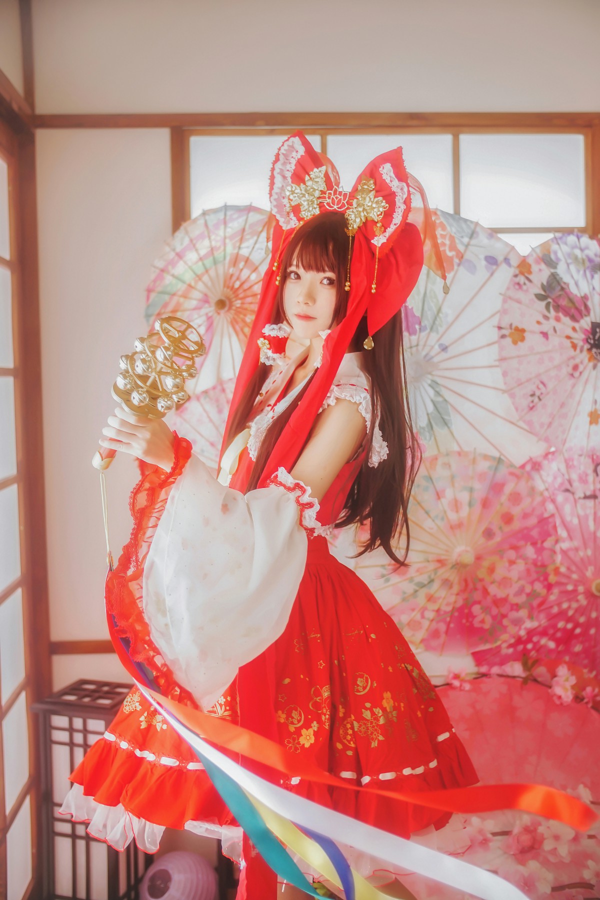 萝莉风COS 桜桃喵 – 灵梦 新年快乐 – COSPLAY