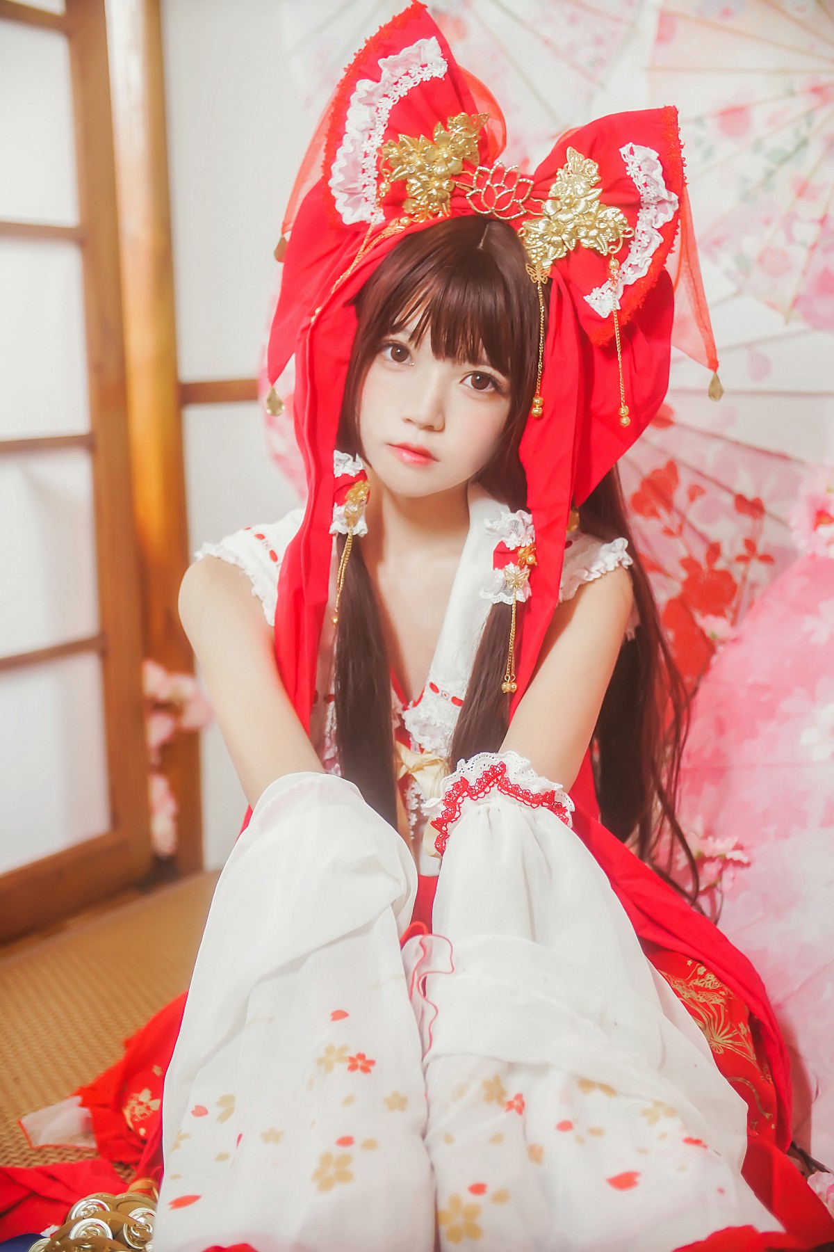 萝莉风COS 桜桃喵 – 灵梦 新年快乐 – COSPLAY
