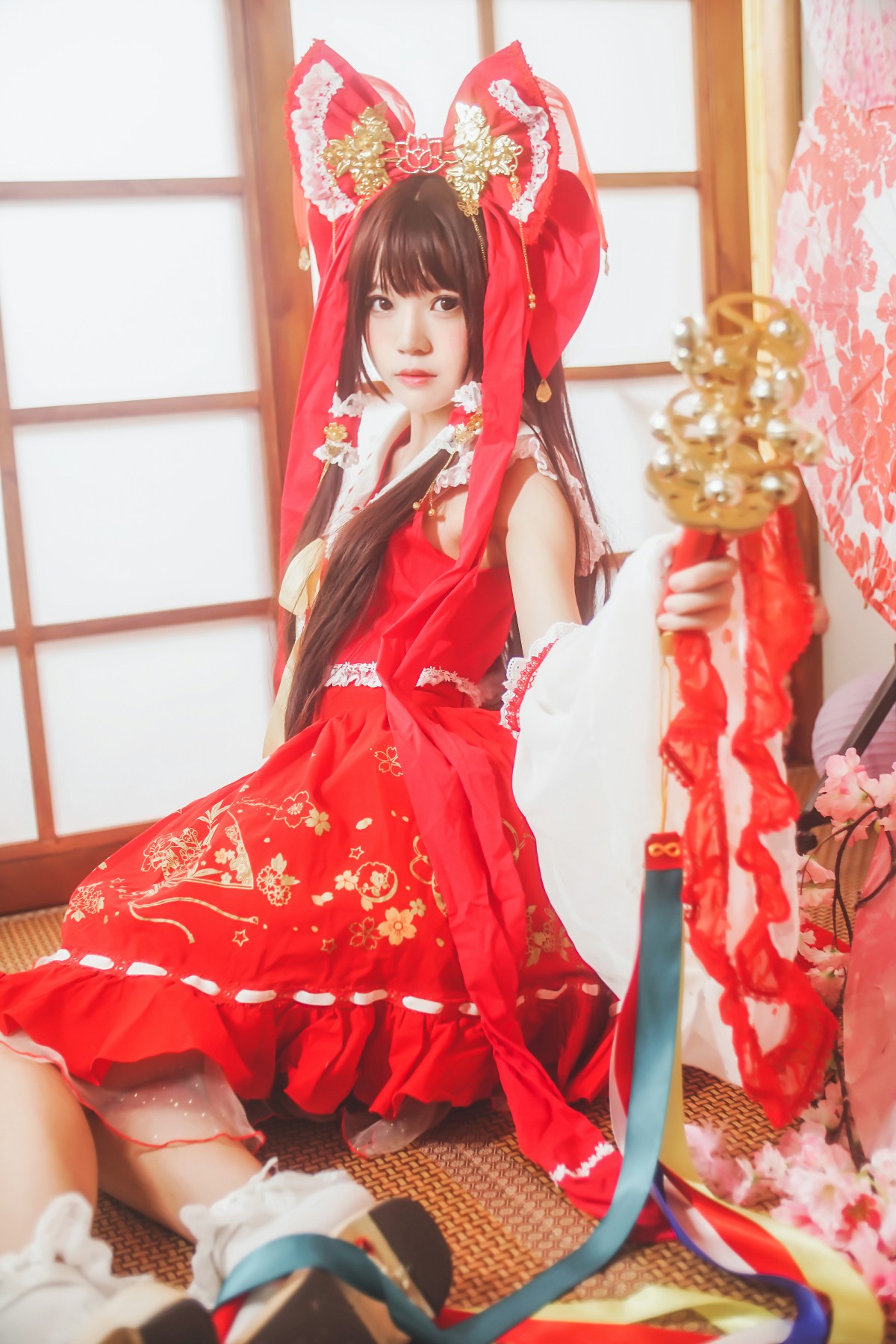 萝莉风COS 桜桃喵 – 灵梦 新年快乐 – COSPLAY