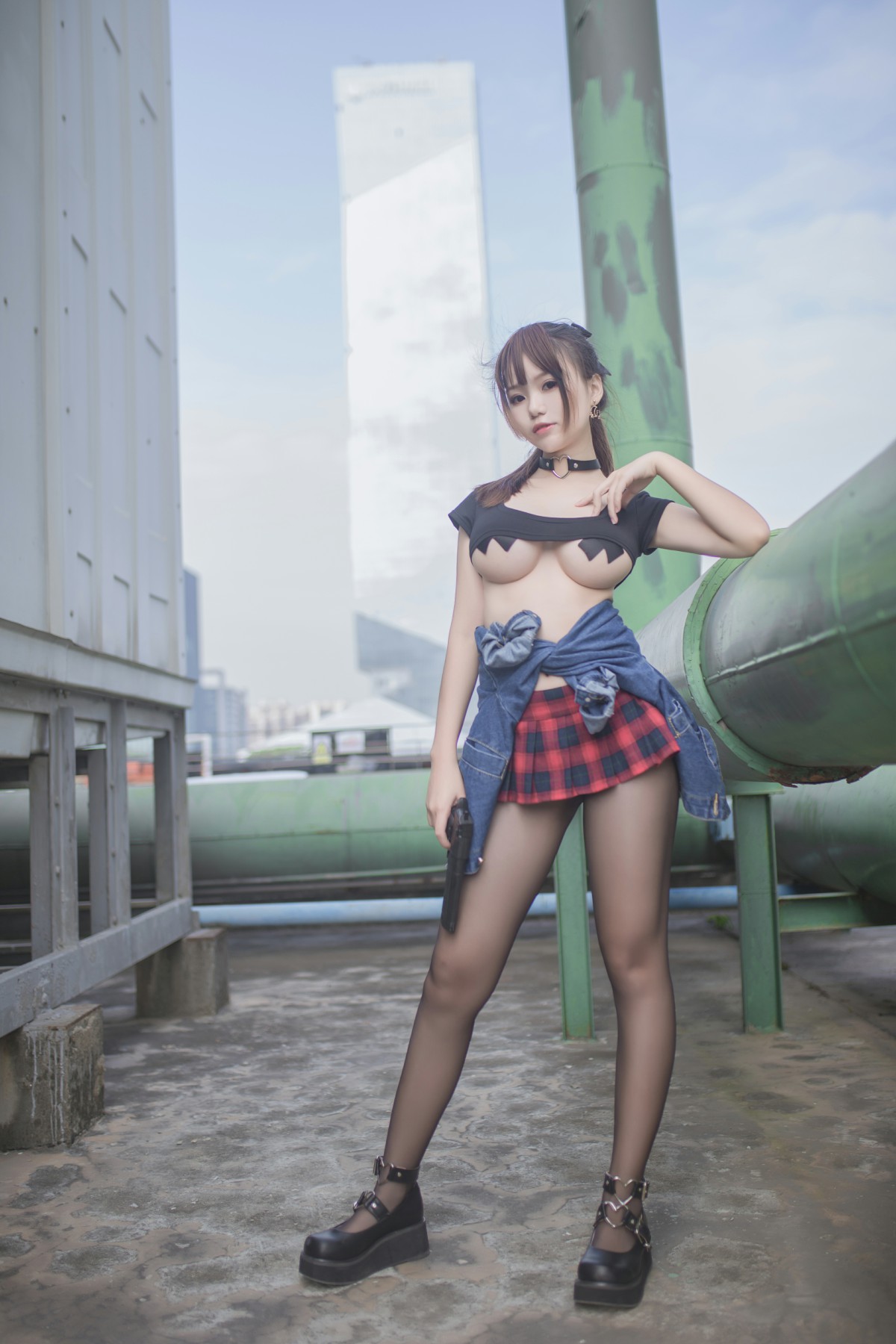 性感人气COSER Yoko宅夏Cos – 红色格子 – COSPLAY