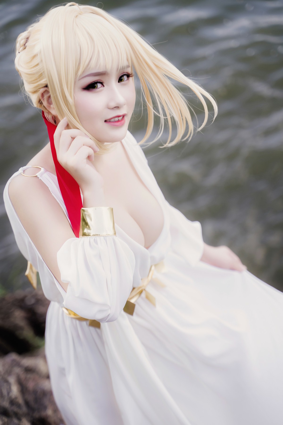 甜美女神 白裙飘逸难以抵挡的诱惑 – COSPLAY
