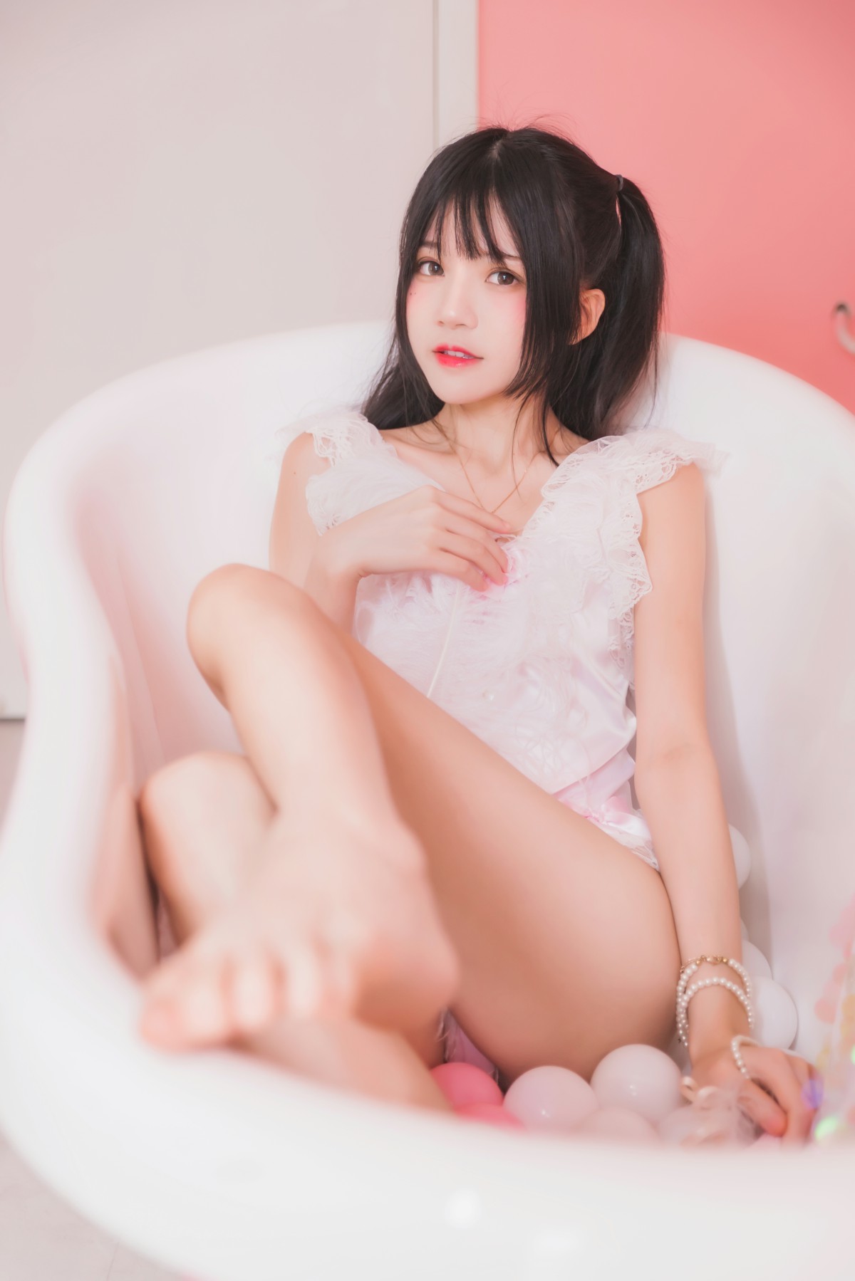 萝莉风COS 桜桃喵 –粉色浴缸 – COSPLAY