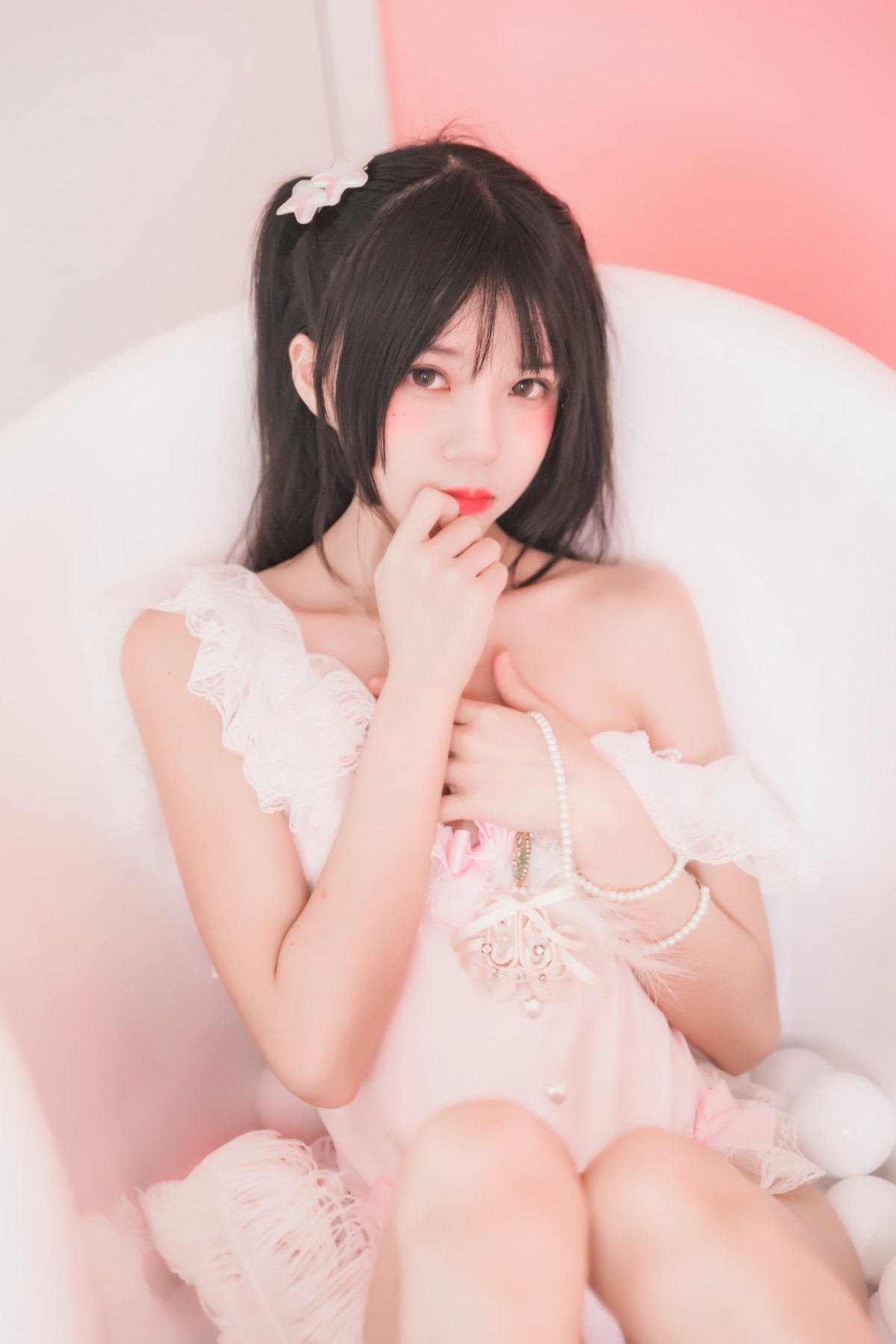 萝莉风COS 桜桃喵 –粉色浴缸 – COSPLAY