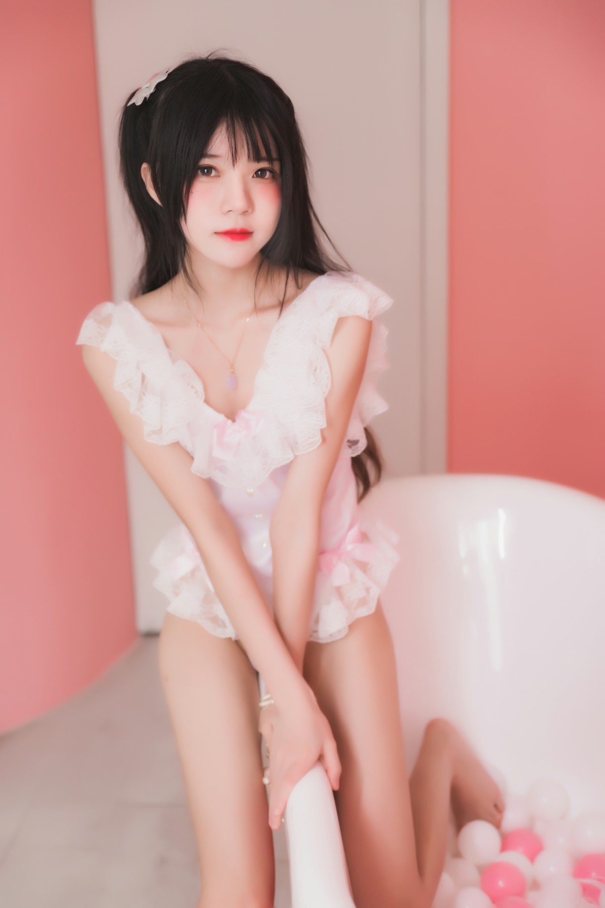 萝莉风COS 桜桃喵 –粉色浴缸 – COSPLAY