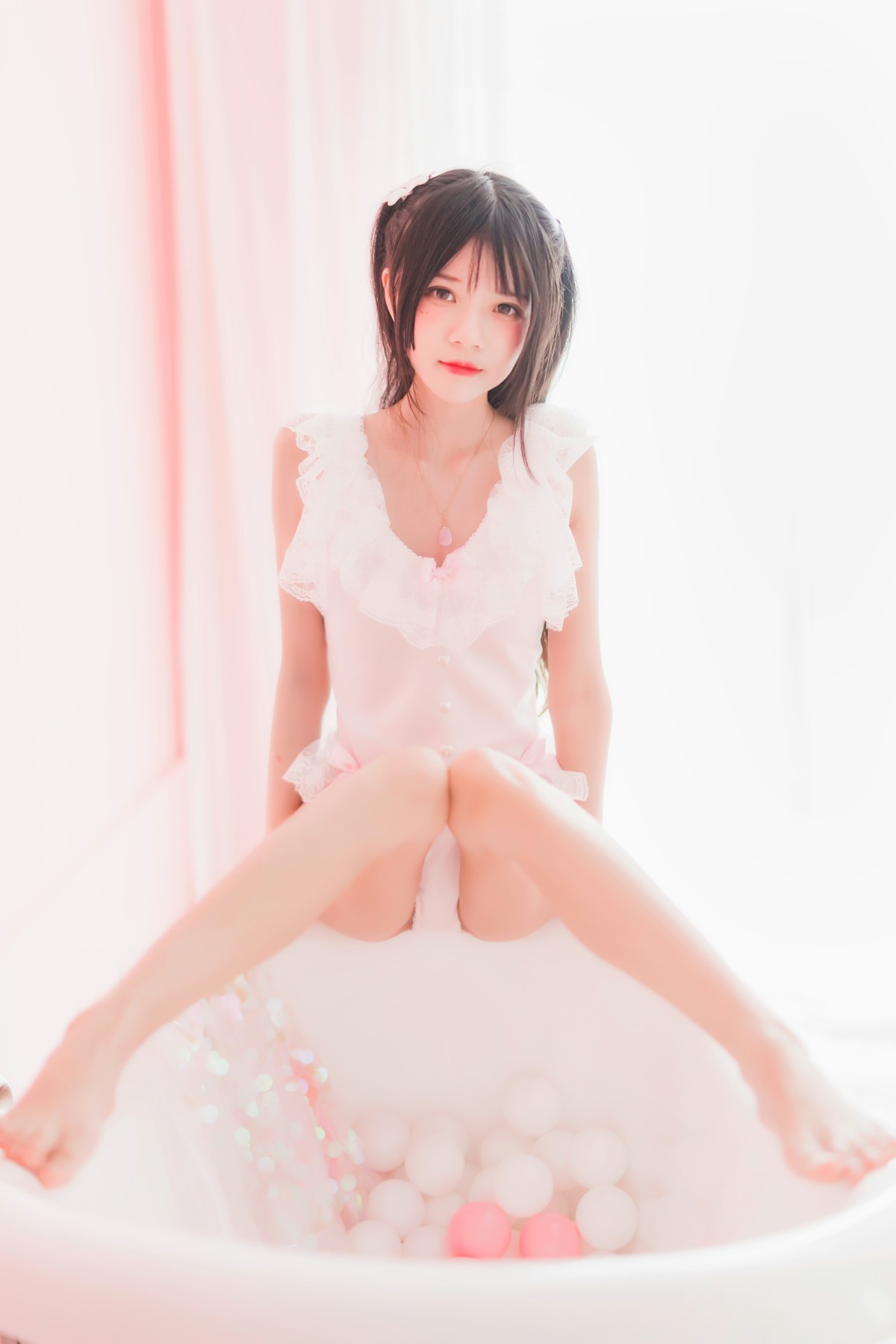 萝莉风COS 桜桃喵 –粉色浴缸 – COSPLAY