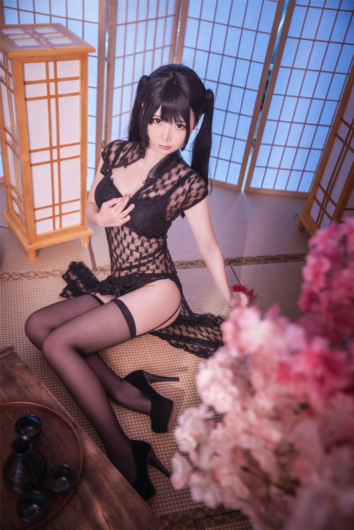 [Cosplay]面饼仙儿 – 黑丝情趣旗袍 – COSPLAY