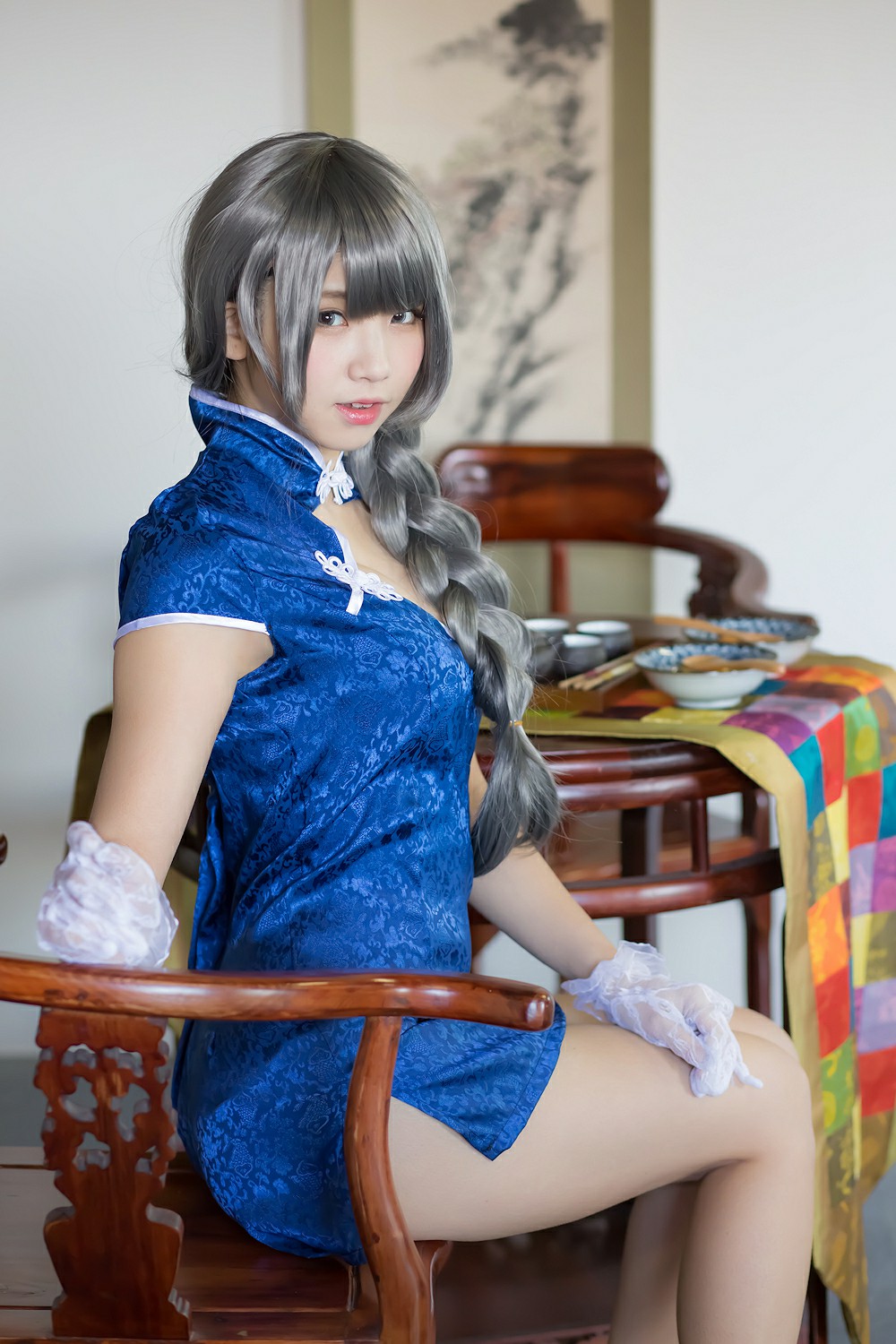 中華娘娘之Blue蓝色旗袍与美腿高跟 – COSPLAY