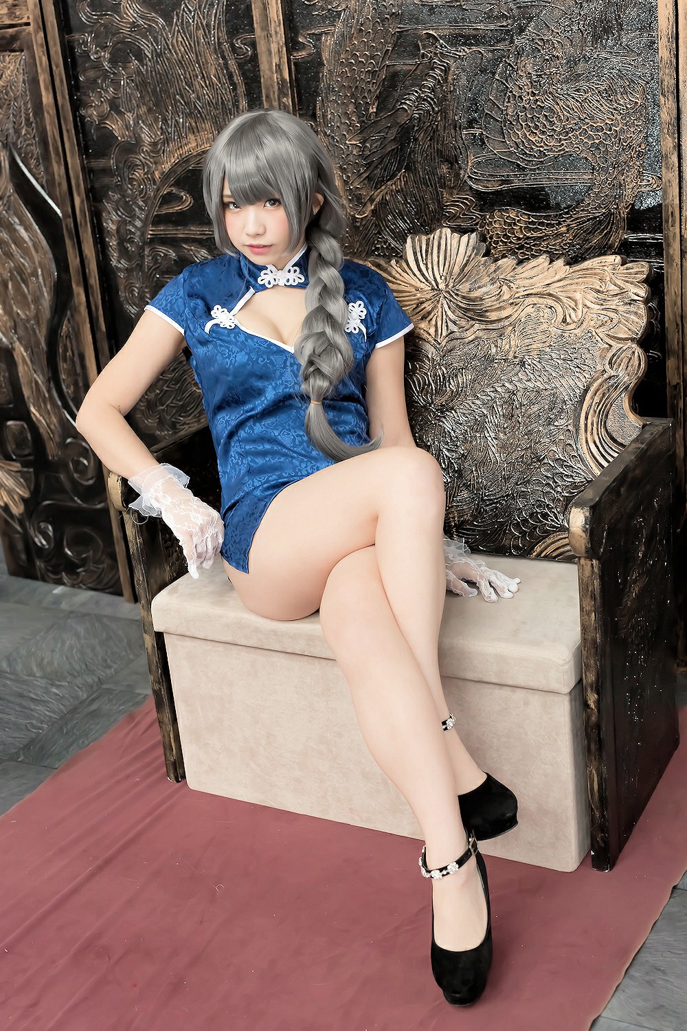 中華娘娘之Blue蓝色旗袍与美腿高跟 – COSPLAY