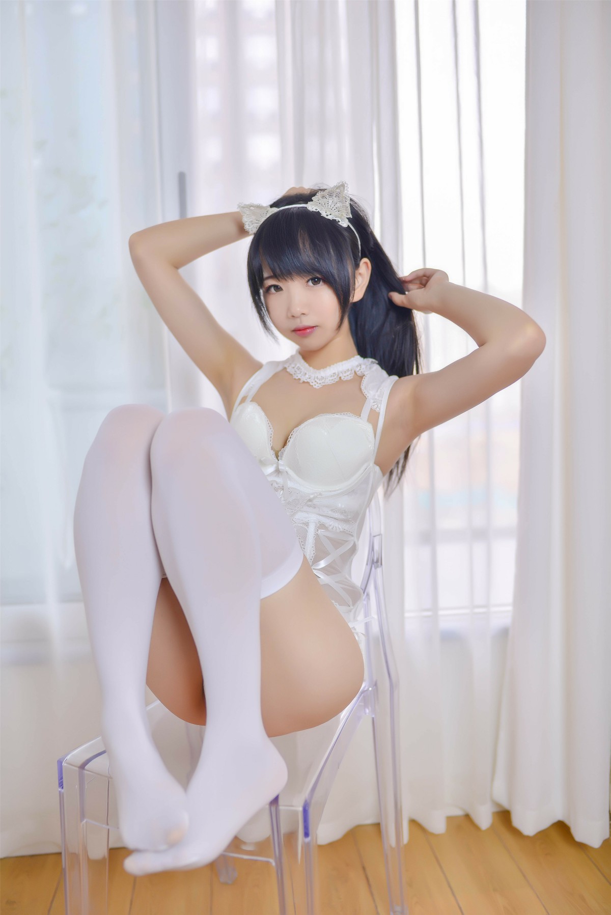 Cos小姐姐雪琪 – 猫系少女白猫 – COSPLAY