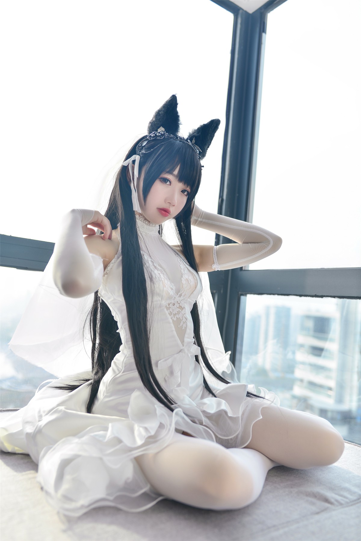 Cos小姐姐雪琪- 爱宕高跟美腿与婚纱 – COSPLAY