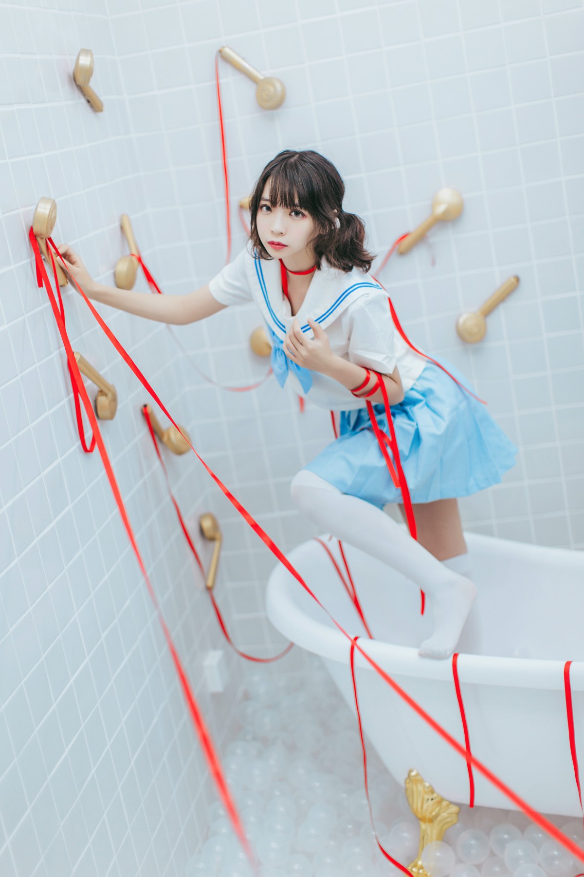 [Cosplay]疯猫ss – 睡衣与浴室的水手服 – COSPLAY