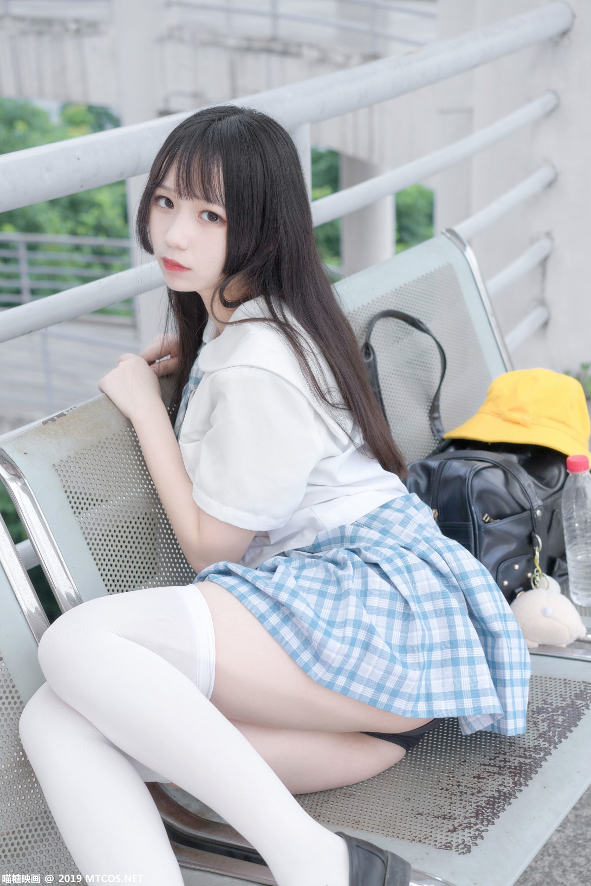 [喵糖映画]VOL.015 半度度度喵 白丝格子裙 – COSPLAY