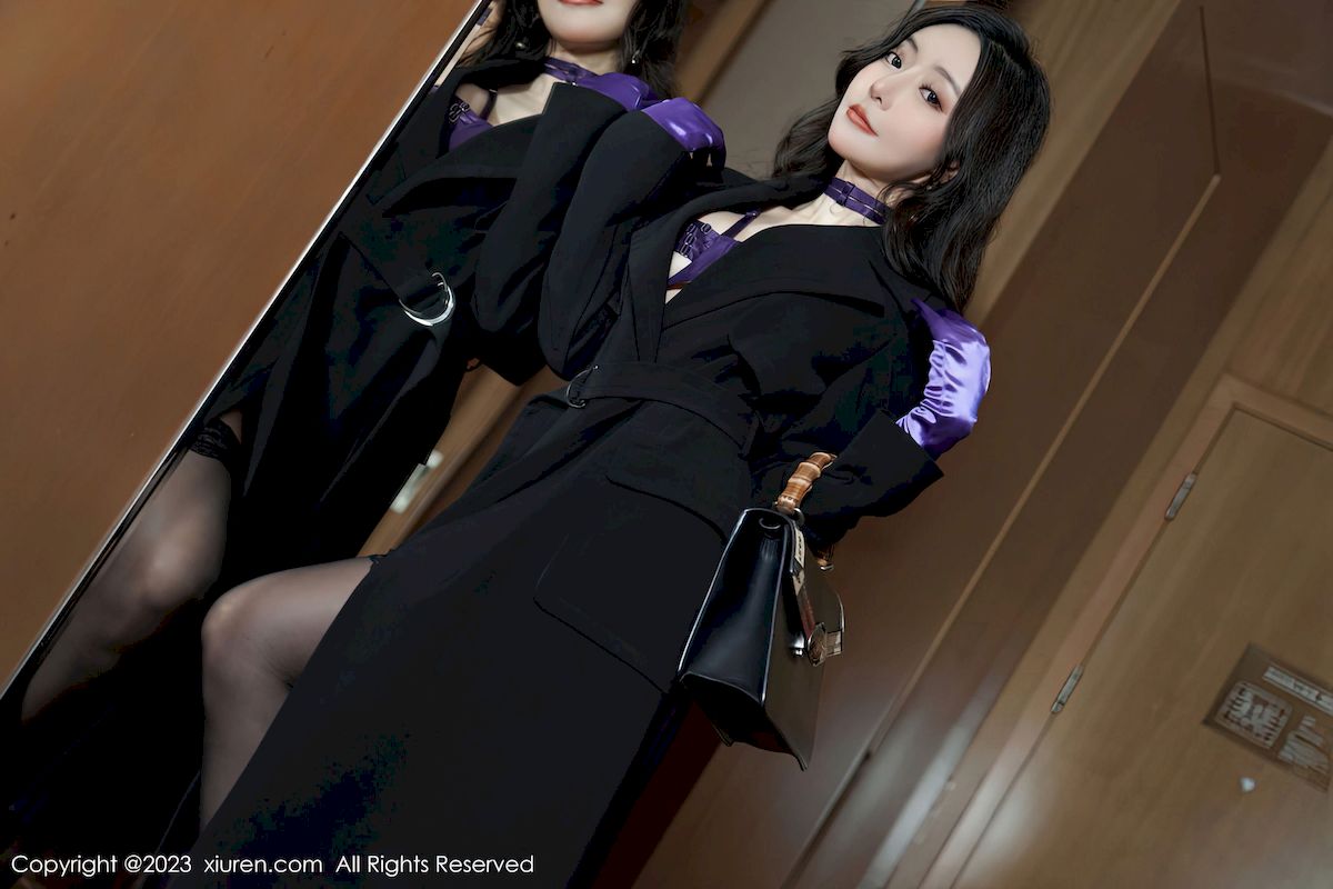 [秀人XiuRen] No.6078 女神王馨瑶Yanni – 黑色外衣+情趣内衣性感写真