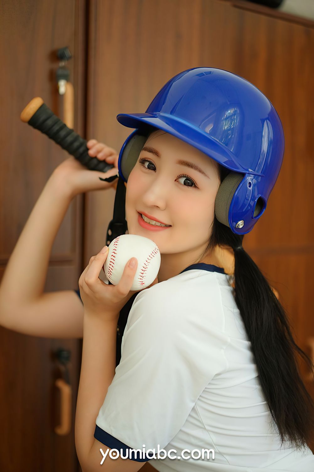 YOUMI尤美棒球少女沈梦瑶白色丝袜+运动服饰系列清纯写真-御萝部落