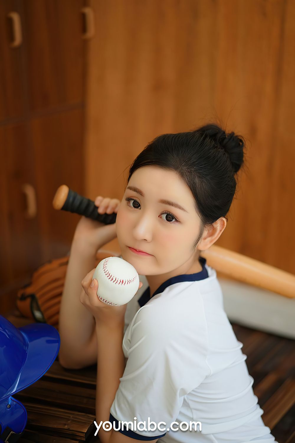 YOUMI尤美棒球少女沈梦瑶白色丝袜+运动服饰系列清纯写真-御萝部落
