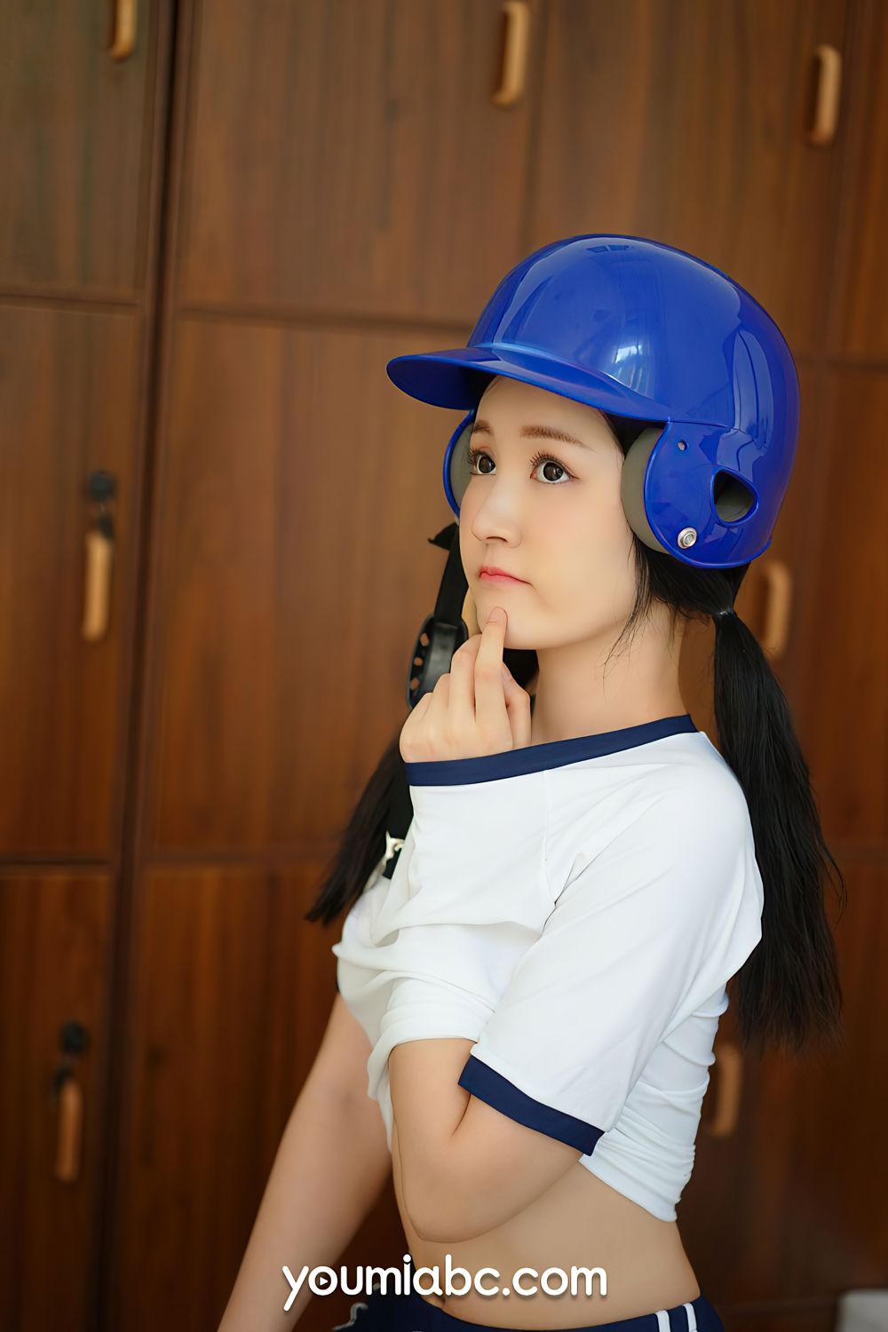 YOUMI尤美棒球少女沈梦瑶白色丝袜+运动服饰系列清纯写真-御萝部落