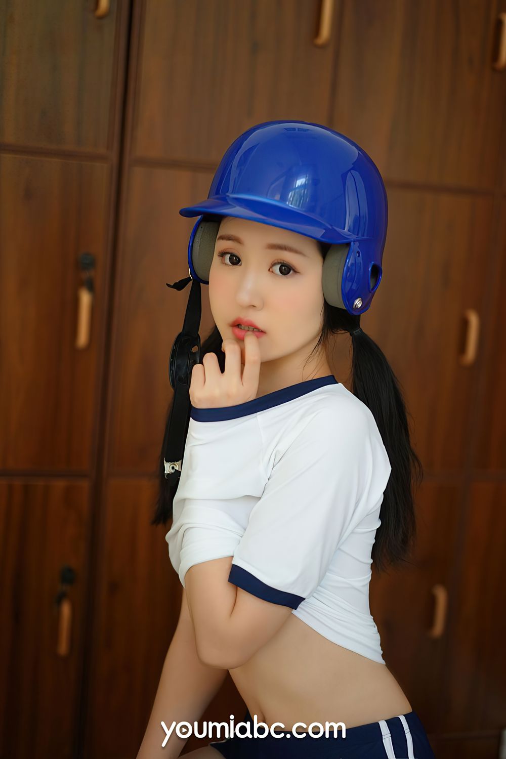 YOUMI尤美棒球少女沈梦瑶白色丝袜+运动服饰系列清纯写真-御萝部落